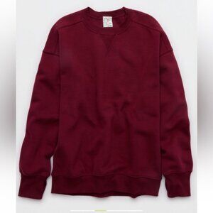 Aerie Offline Cloud Fleece Oversized Crewneck Dark Cherry - XS Extra Small